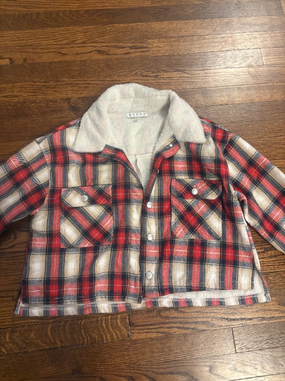 HYFVE- Plaid Sherpa-lined Shacket- Medium